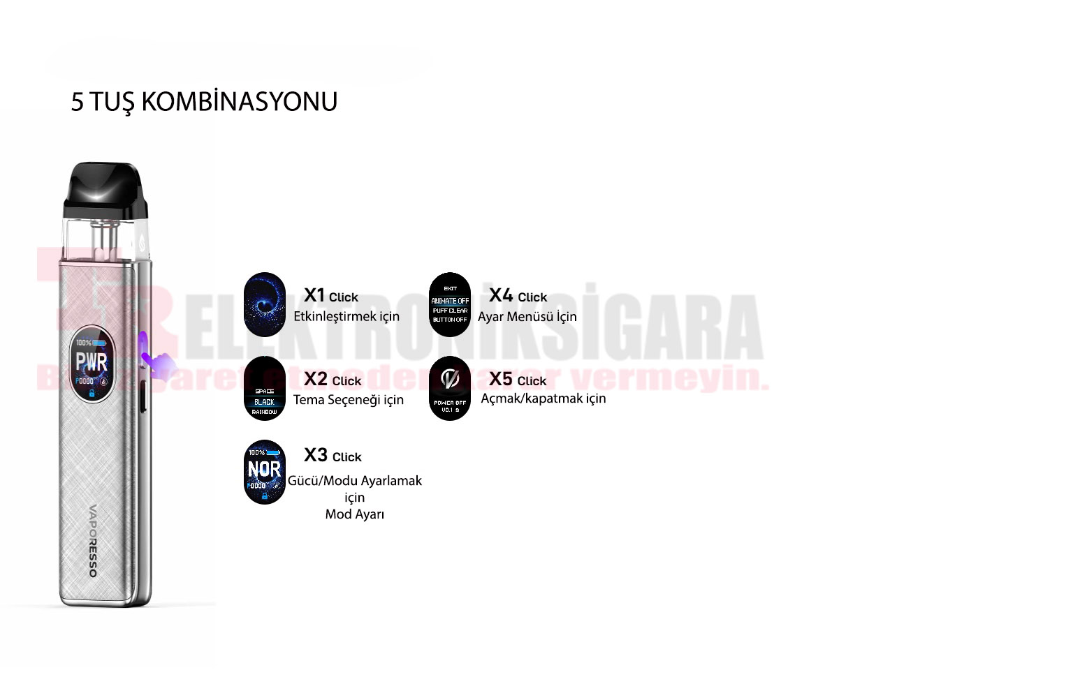 Vaporesso Xros 5 Pod Mod Kit Elektronik Sigara 1500mAh