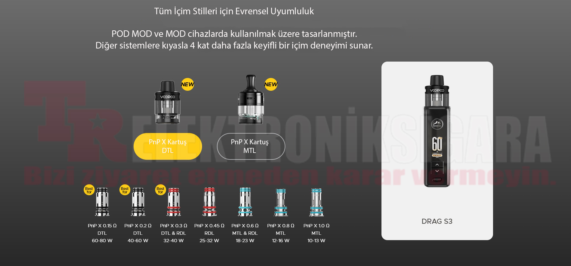 Voopoo Drag S3 Kit 80W Pod Mod Elektronik Sigara